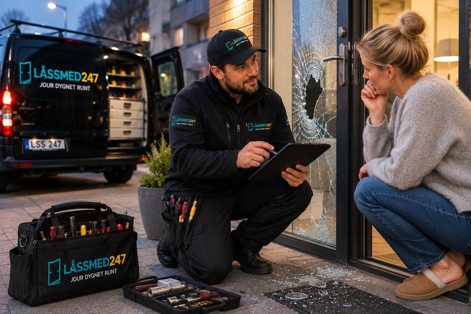 Bedömning av skadad dörr efter inbrott